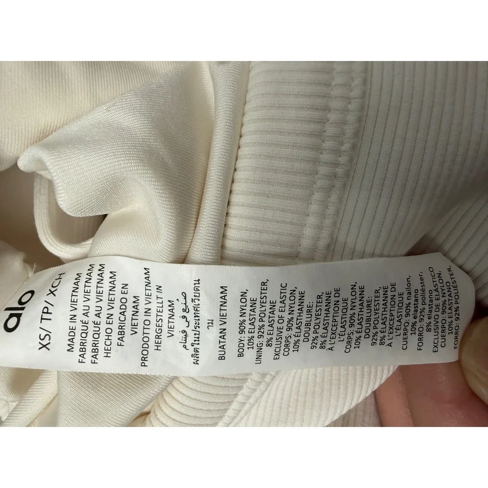 Alo Yoga Goddess Ribbed Go-To Dress Ivory Cream Mini Racerback XS
